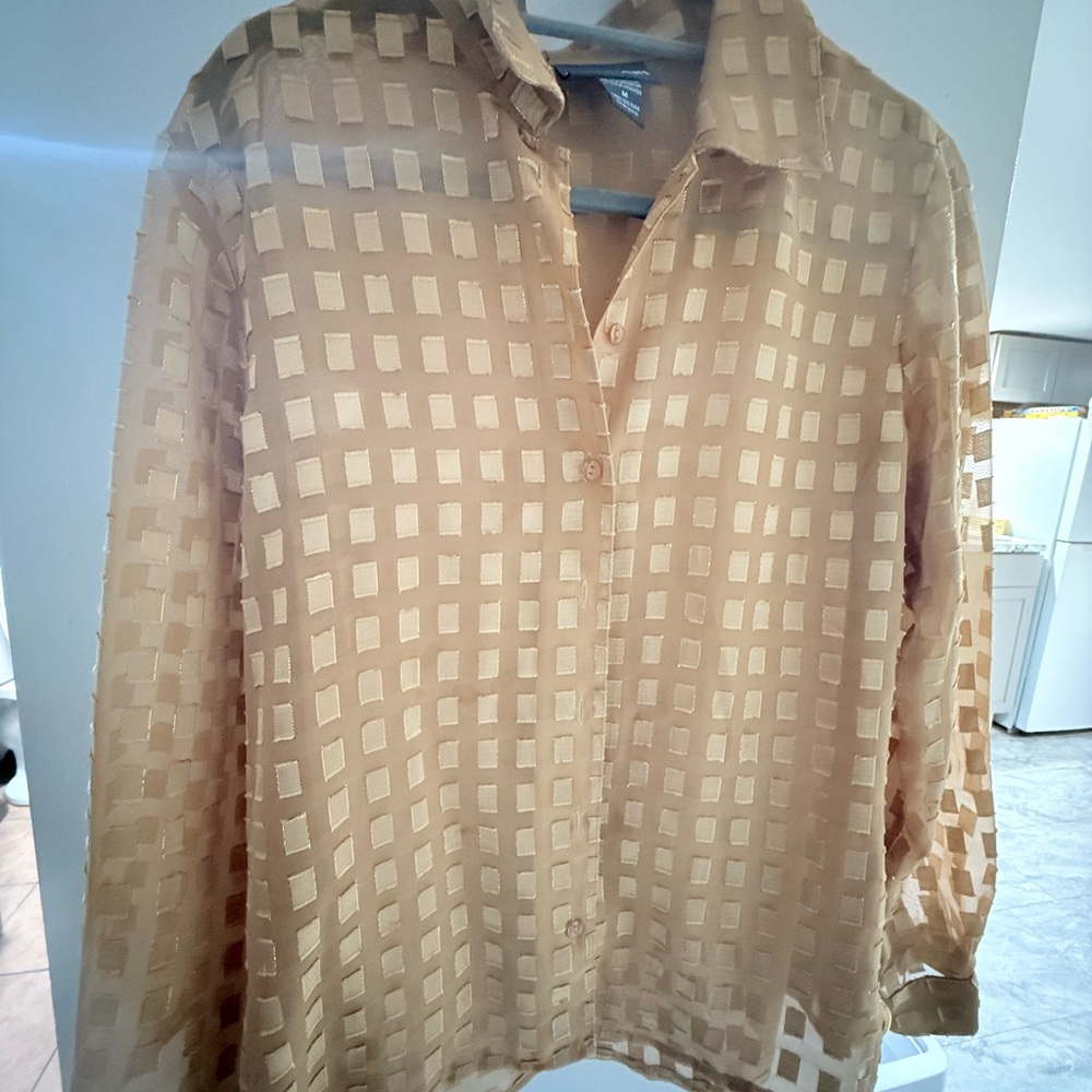 Notations Beige Checkered Blouse
